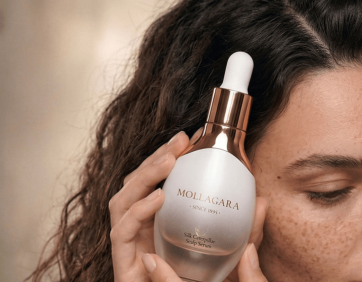 Applying Silk Caterpillar Scalp Serum